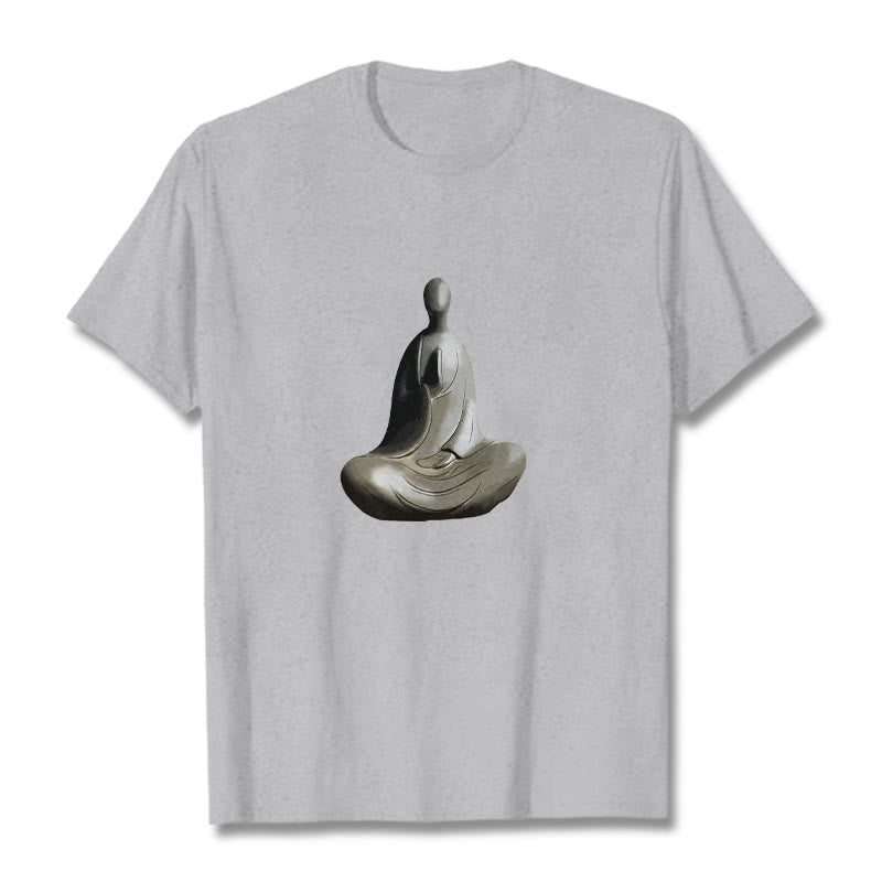 Camiseta de algodón con estampado de Buda sin forma y Buddha Stones en color gris - Gris claro - 2XL - image 0