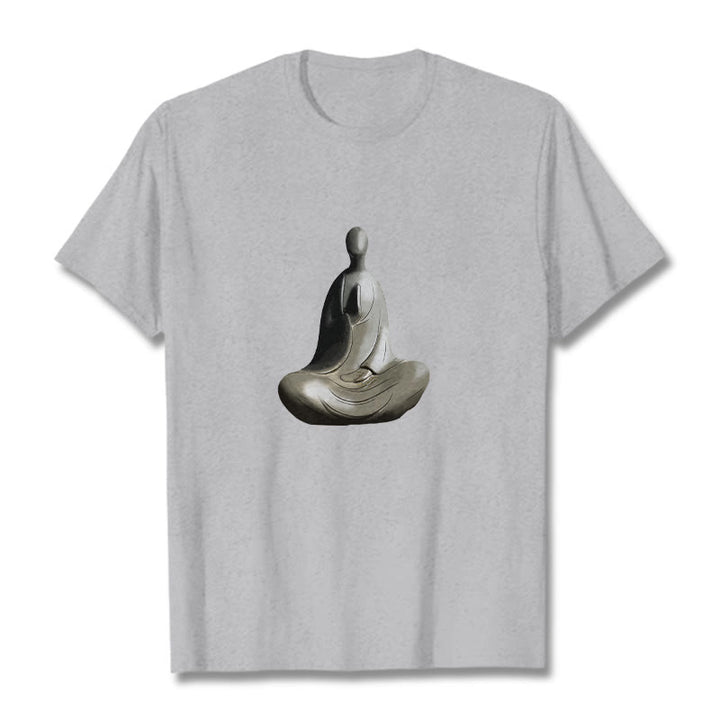 Camiseta de algodón con estampado de Buda sin forma y Buddha Stones en color gris - Gris claro - 2XL - image 0