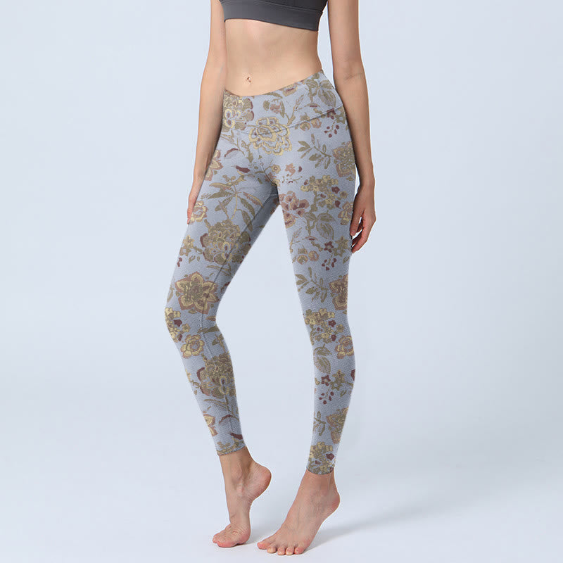 Leggings de yoga para mujer con estampado de flores, Buddha Stones - Azul acero claro - US18，UK/AU22，EU50 (4XL) - image 0