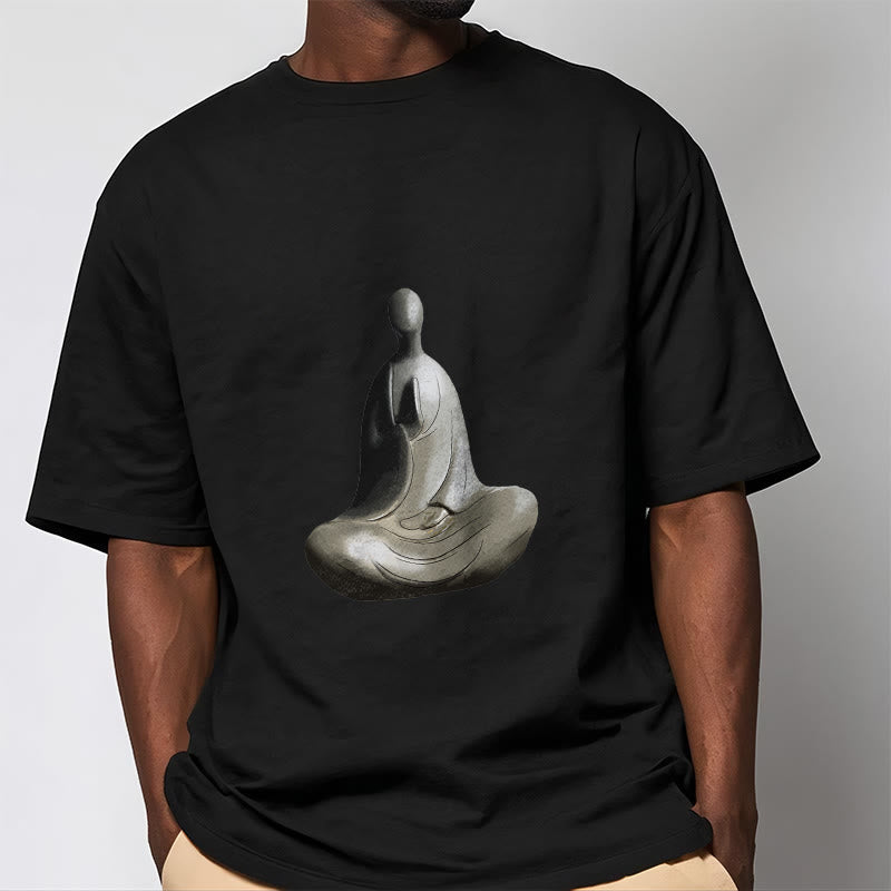 Camiseta de algodón con estampado de Buda sin forma y Buddha Stones en color gris - image 9