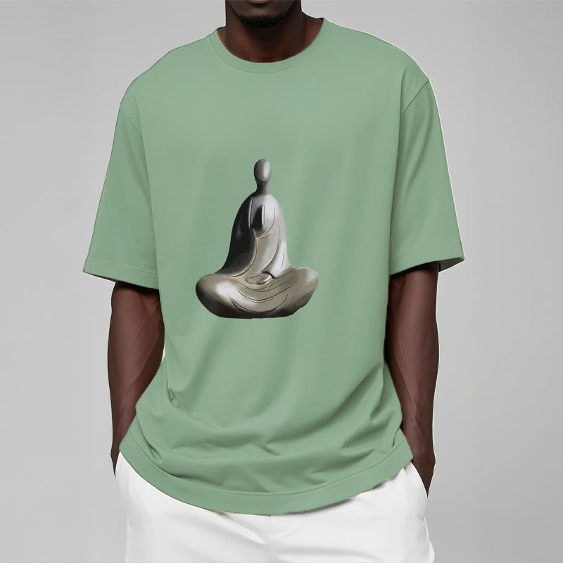 Camiseta de algodón con estampado de Buda sin forma y Buddha Stones en color gris - image 16