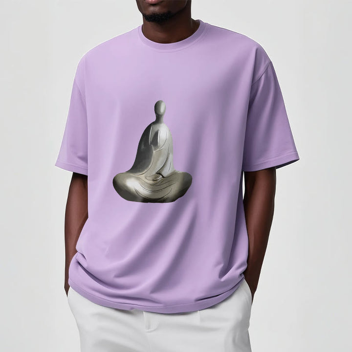 Camiseta de algodón con estampado de Buda sin forma y Buddha Stones en color gris - image 18