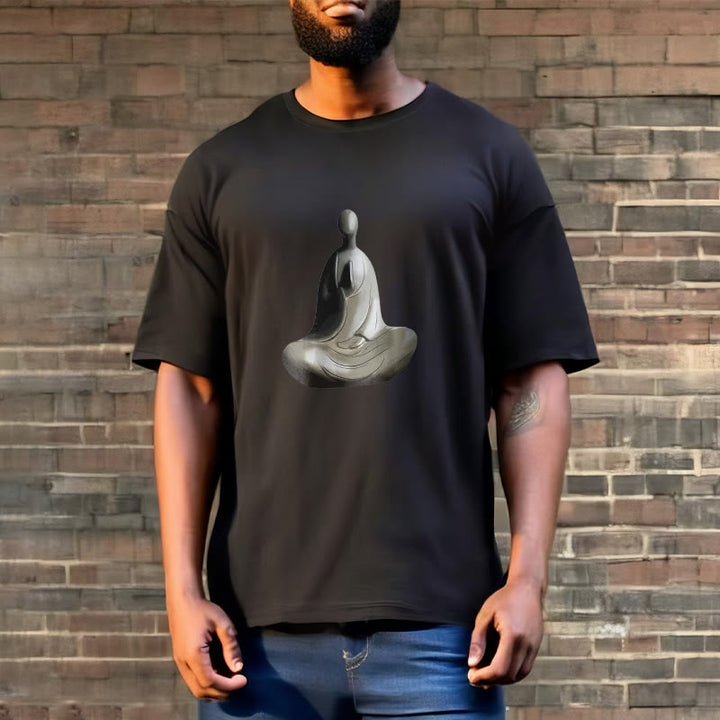Camiseta de algodón con estampado de Buda sin forma y Buddha Stones en color gris - image 10