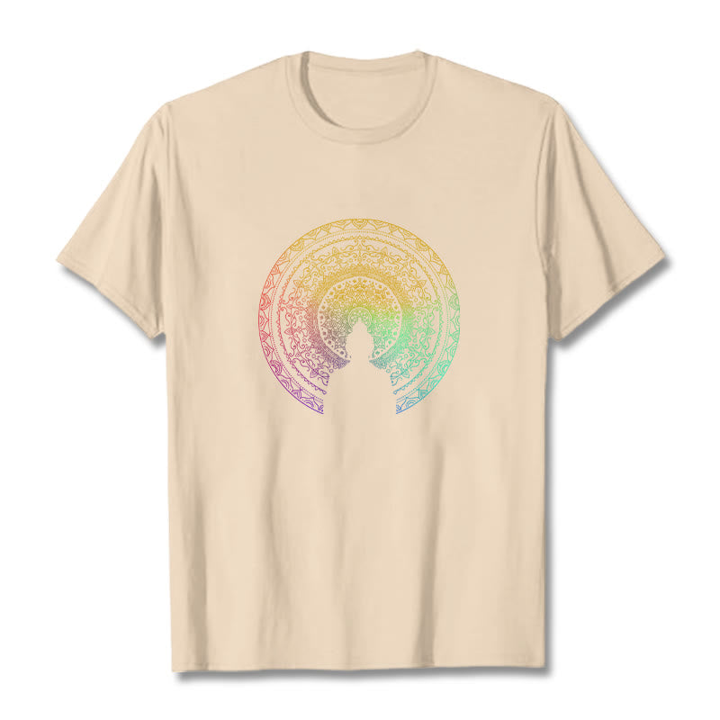 Camiseta de algodón con diseño de mandala con degradado colorido y Buddha Stones - Sopa de mariscos - 2XL - image 10