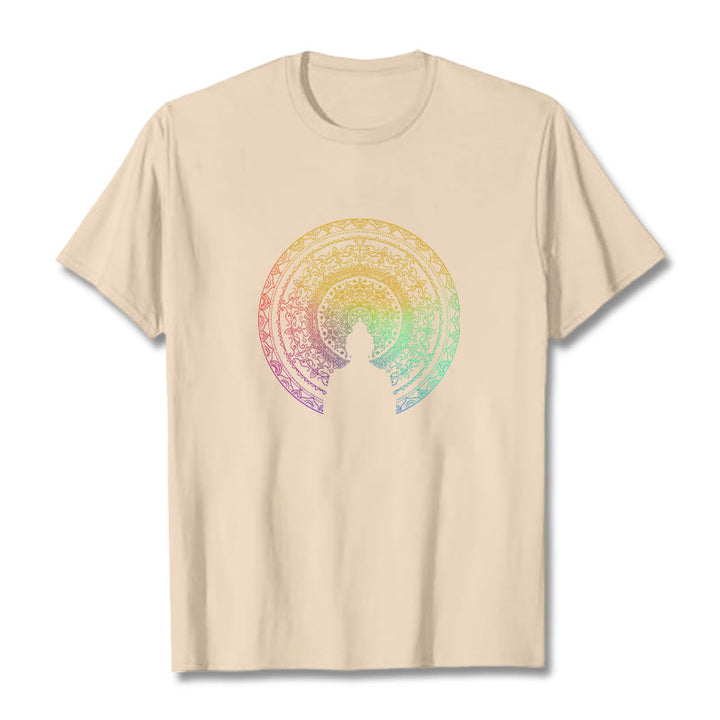 Camiseta de algodón con diseño de mandala con degradado colorido y Buddha Stones - Sopa de mariscos - 2XL - image 10