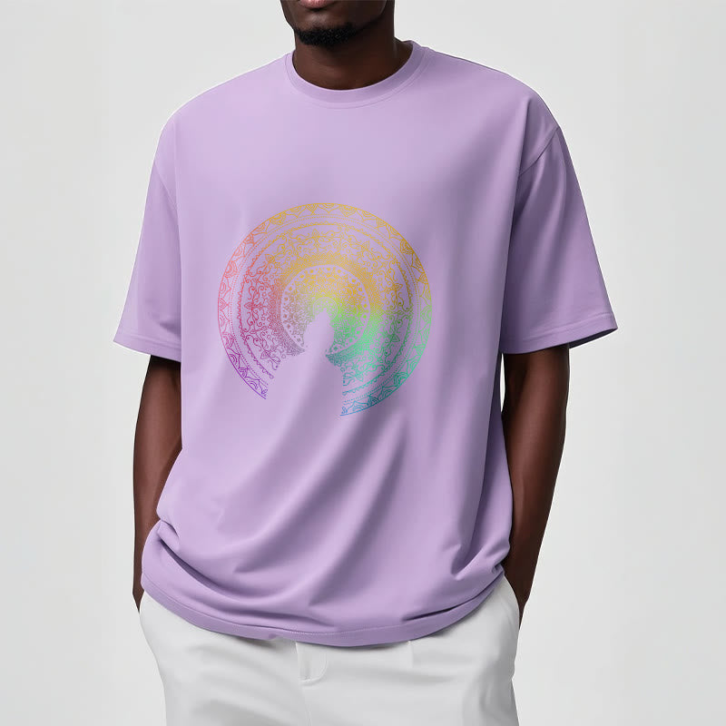 Camiseta de algodón con diseño de mandala con degradado colorido y Buddha Stones - image 16