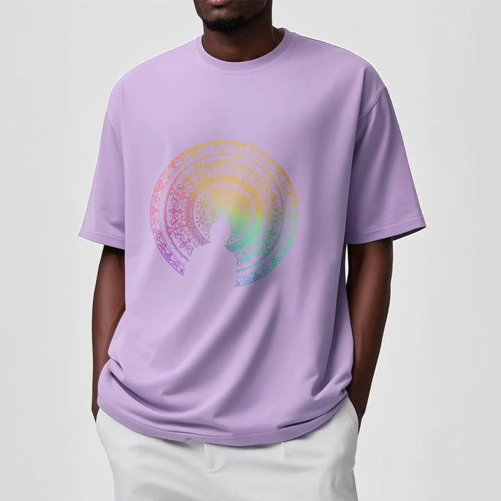 Camiseta de algodón con diseño de mandala con degradado colorido y Buddha Stones - image 16