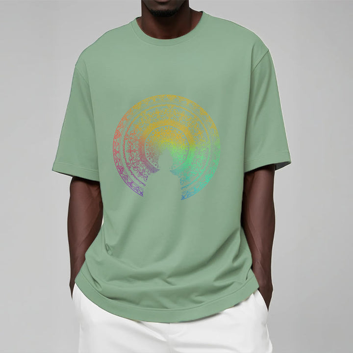 Camiseta de algodón con diseño de mandala con degradado colorido y Buddha Stones - image 13