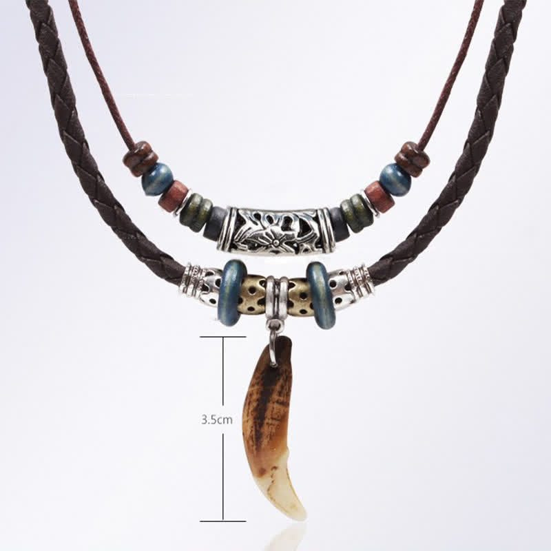 Colgante étnico del collar de la riqueza de las cuentas del patrón del diente del lobo