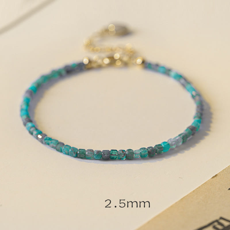 Pulsera de cobre chapada en oro de 14 k con forma de corazón y cuentas ultrafinas de apatita de 2,5 mm y piedra de Buda