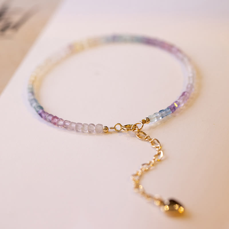 Pulsera de cobre chapada en oro de 14 k con cuentas ultrafinas de fluorita de 2,5 mm y Buddha Stones