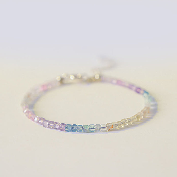Pulsera de cobre chapada en oro de 14 k con cuentas ultrafinas de fluorita de 2,5 mm y Buddha Stones
