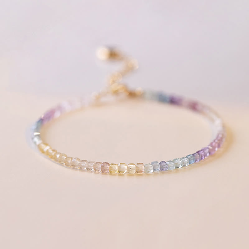 Pulsera de cobre chapada en oro de 14 k con cuentas ultrafinas de fluorita de 2,5 mm y Buddha Stones