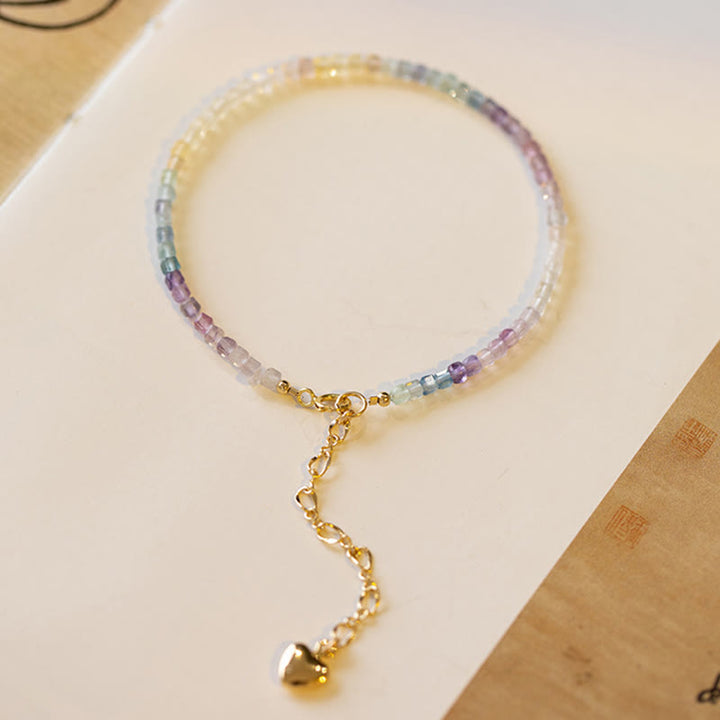 Pulsera de cobre chapada en oro de 14 k con cuentas ultrafinas de fluorita de 2,5 mm y Buddha Stones