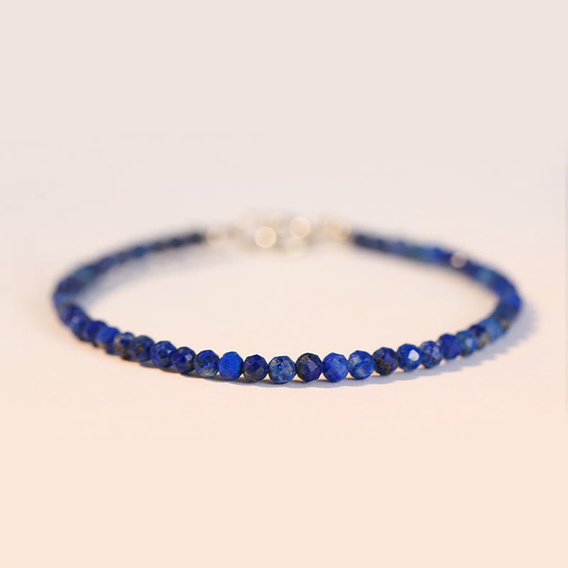 Pulsera de equilibrio con cuentas ultrafinas de lapislázuli y lazurita pequeñas de Buddha Stones - Cuentas poligonales de 3 mm - 16 centímetros - image 0
