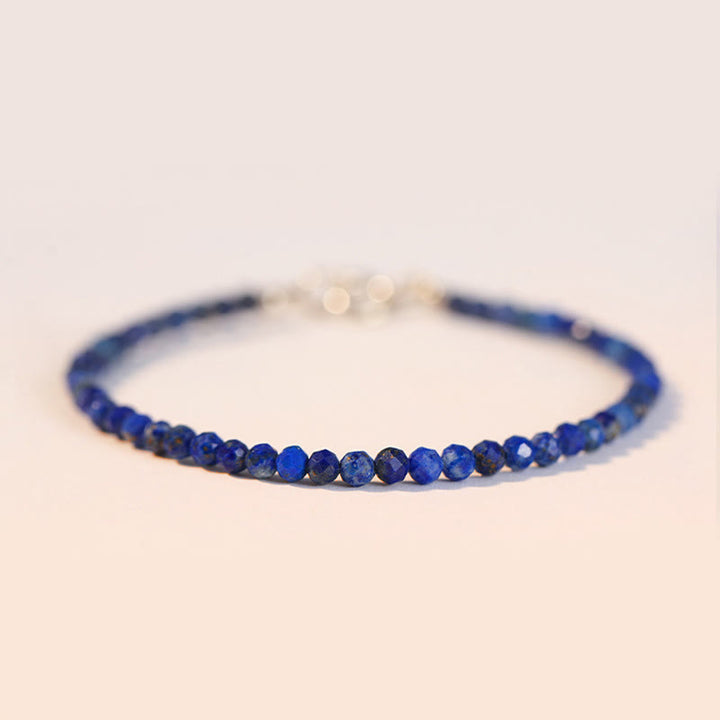 Pulsera de equilibrio con cuentas ultrafinas de lapislázuli y lazurita pequeñas de Buddha Stones - Cuentas poligonales de 3 mm - 16 centímetros - image 0