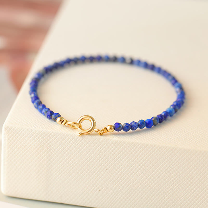 Pulsera de equilibrio con cuentas ultrafinas de lapislázuli y lazurita pequeñas de Buddha Stones - image 1