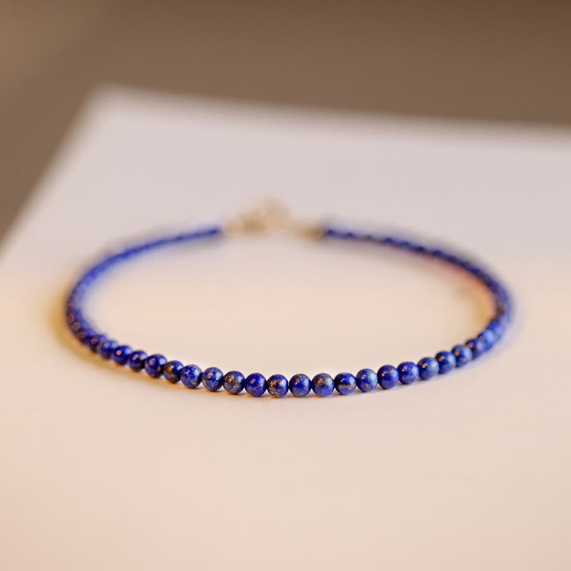 Pulsera de equilibrio con cuentas ultrafinas de lapislázuli y lazurita pequeñas de Buddha Stones - Cuentas redondas de 2,5 mm - 16 centímetros - image 10
