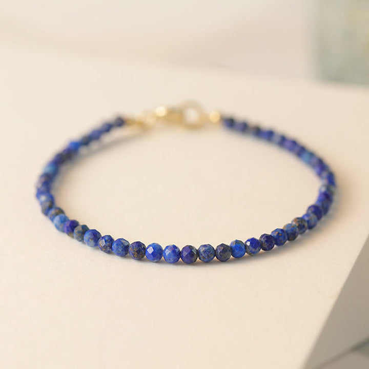 Pulsera de equilibrio con cuentas ultrafinas de lapislázuli y lazurita pequeñas de Buddha Stones - image 8