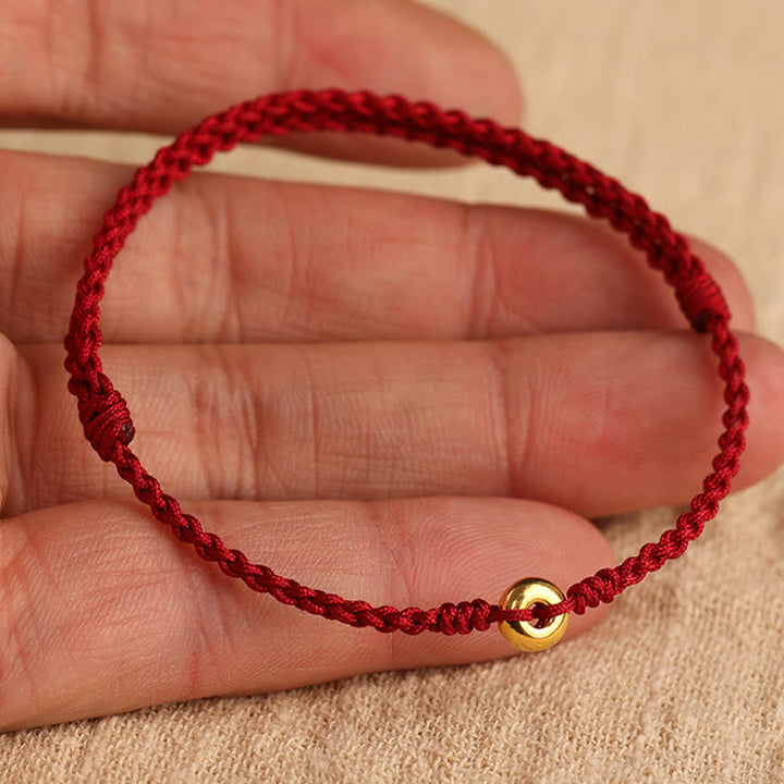 Pulsera trenzada para tobillo con hebilla de paz pequeña de oro 999 con Buddha Stones y cordón rojo para proteger la suerte - image 16