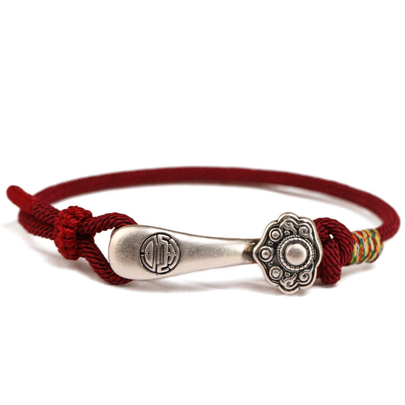 Pulsera trenzada protectora con hilo de ruyi y Buddha Stones en plata de ley 999 - image 2