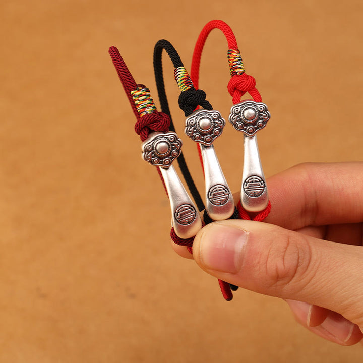 Pulsera trenzada protectora con hilo de ruyi y Buddha Stones en plata de ley 999 - image 10