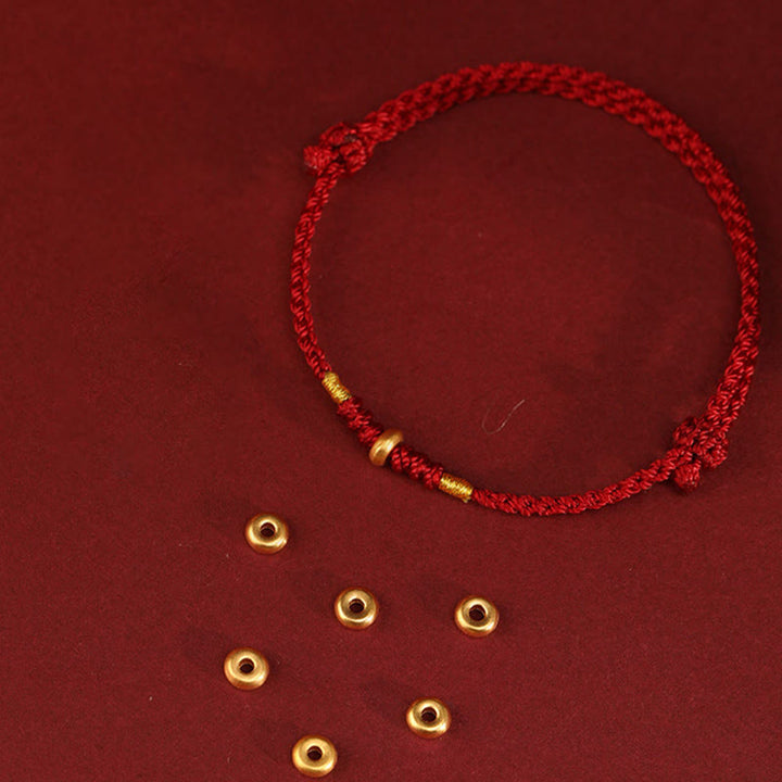 Pulsera trenzada para tobillo con pequeñas cuentas de la suerte de oro 999 y Buddha Stones