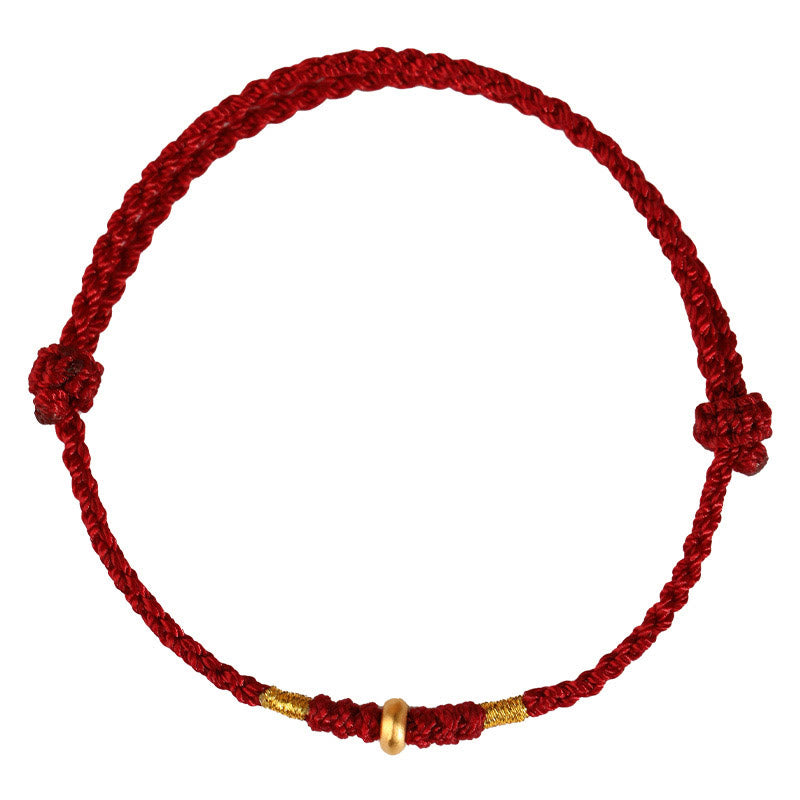 Pulsera trenzada para tobillo con pequeñas cuentas de la suerte de oro 999 y Buddha Stones