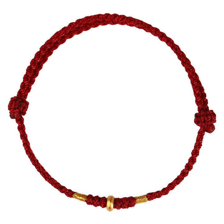 Pulsera trenzada para tobillo con pequeñas cuentas de la suerte de oro 999 y Buddha Stones