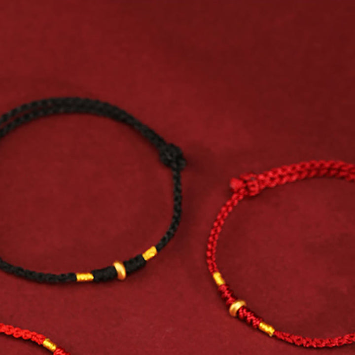 Pulsera trenzada para tobillo con pequeñas cuentas de la suerte de oro 999 y Buddha Stones