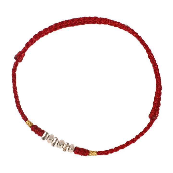 Pulsera trenzada ultrafina con hilo de plata de ley 925 y Buddha Stones para proteger la suerte - image 8