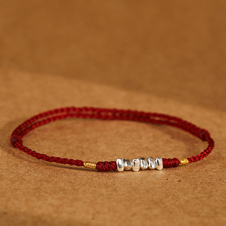 Pulsera trenzada ultrafina con hilo de plata de ley 925 y Buddha Stones para proteger la suerte - image 2