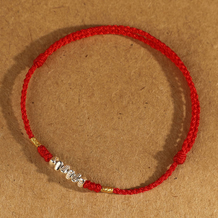 Pulsera trenzada ultrafina con hilo de plata de ley 925 y Buddha Stones para proteger la suerte