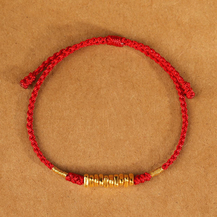 Pulsera trenzada ultrafina con pequeñas piezas de oro 999 y Buddha Stones para proteger la suerte