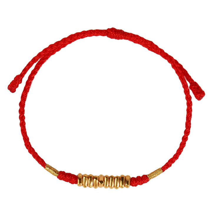 Pulsera trenzada ultrafina con pequeñas piezas de oro 999 y Buddha Stones para proteger la suerte