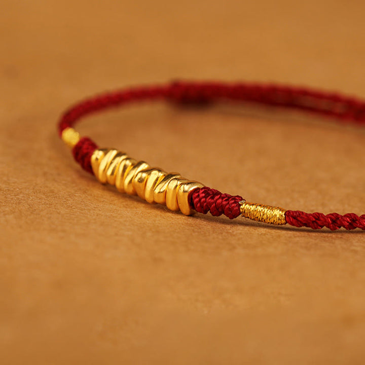 Pulsera trenzada ultrafina con pequeñas piezas de oro 999 y Buddha Stones para proteger la suerte