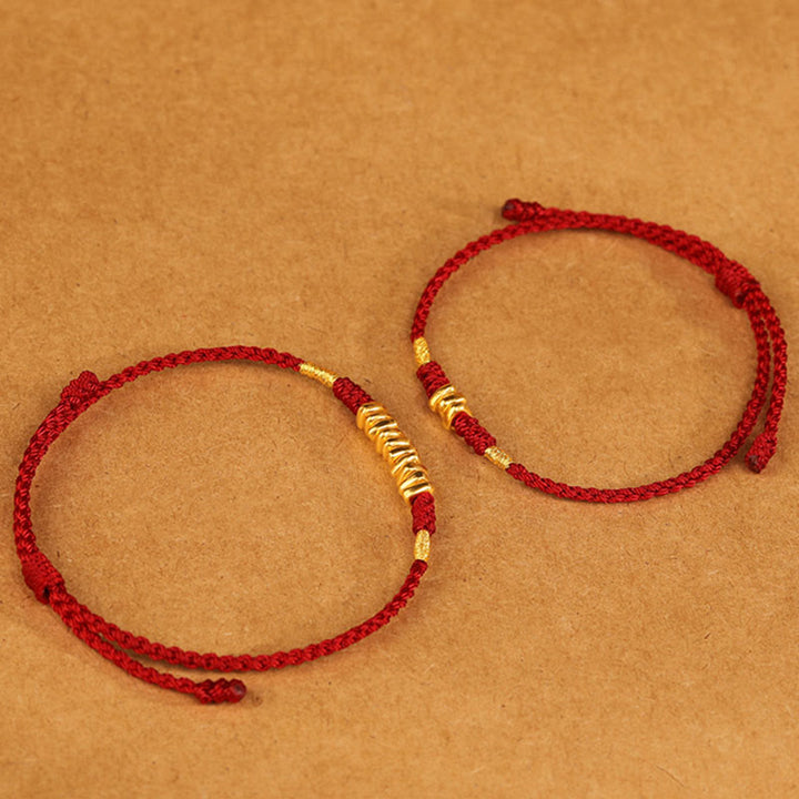 Pulsera trenzada ultrafina con pequeñas piezas de oro 999 y Buddha Stones para proteger la suerte