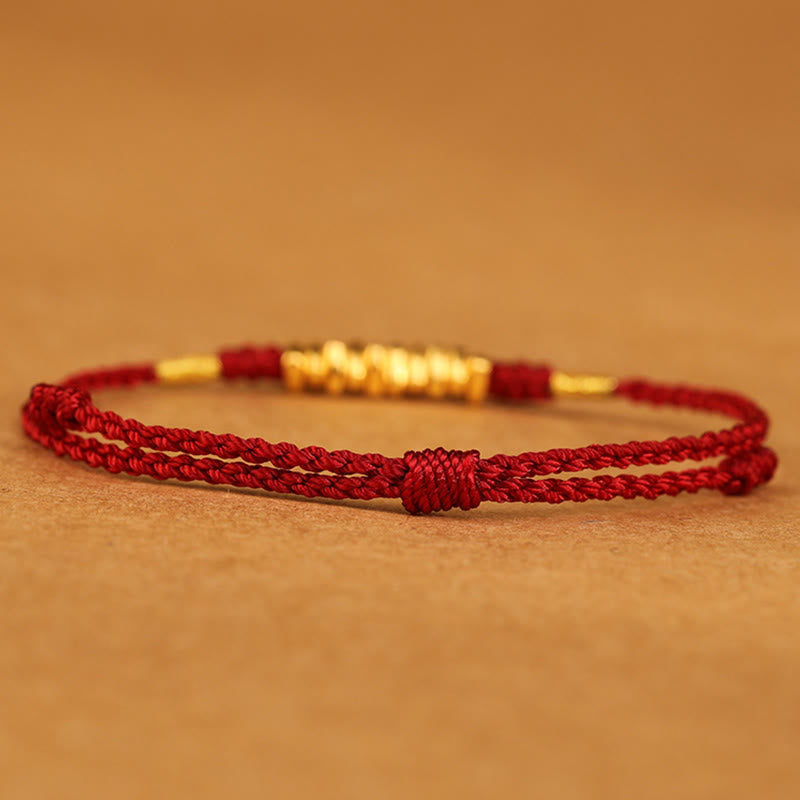 Pulsera trenzada ultrafina con pequeñas piezas de oro 999 y Buddha Stones para proteger la suerte