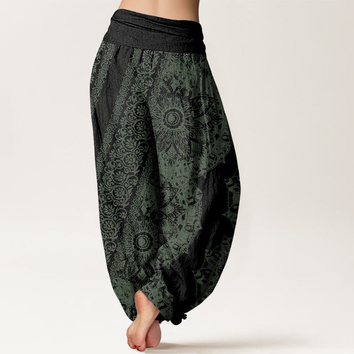 Pantalones harén con cintura elástica para mujer con estampado de mandalas y Buddha Stones - image 9