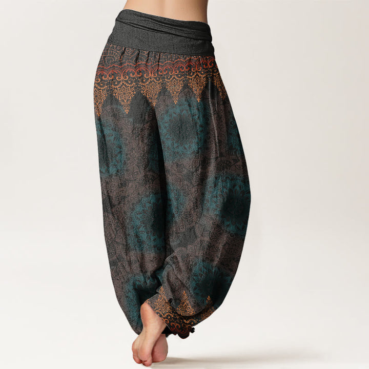 Pantalones bombachos de cintura elástica para mujer con estampado de mandalas triangulares de algodón y Buddha Stones - image 6