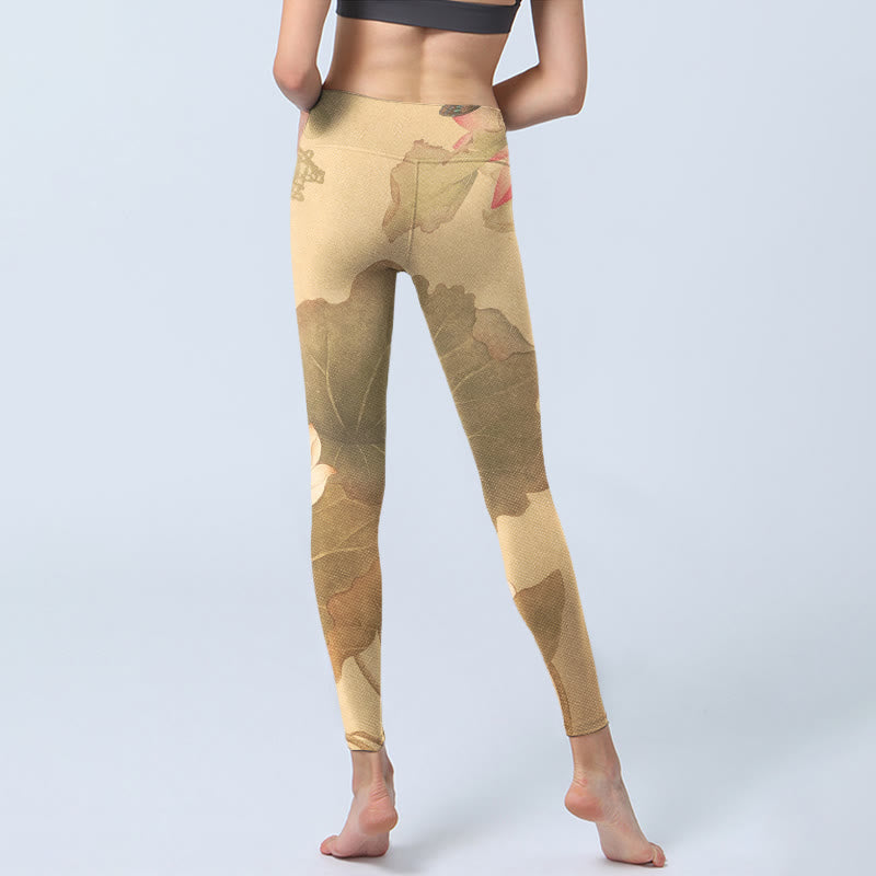 Leggings de yoga para mujer con estampado de hojas, flores de loto y piedras de Buddha Stones - image 7