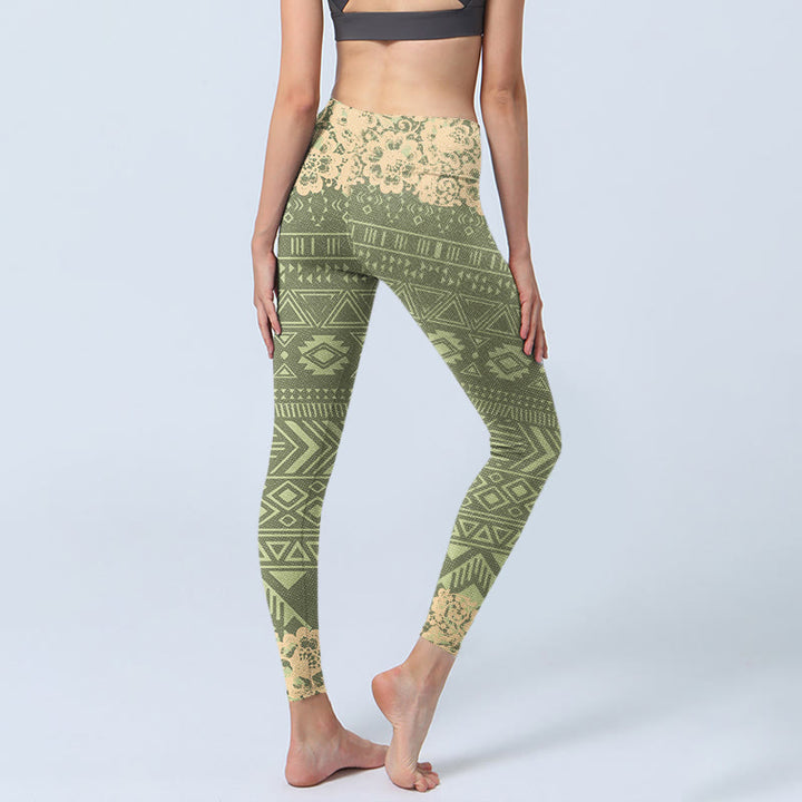 Leggings de yoga para mujer con formas geométricas, flores y Buddha Stones - image 4
