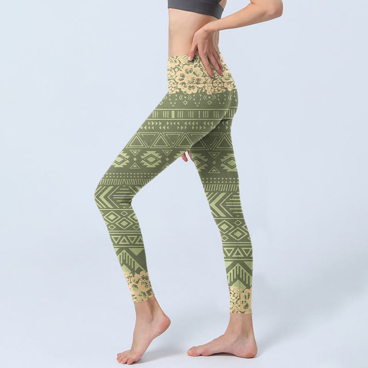 Leggings de yoga para mujer con formas geométricas, flores y Buddha Stones - image 2