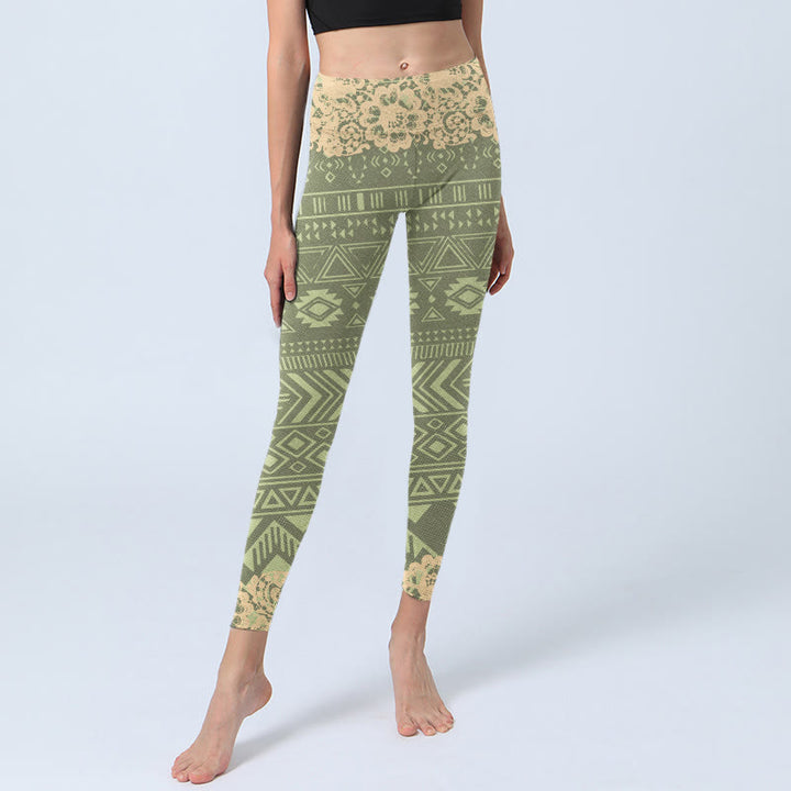 Leggings de yoga para mujer con formas geométricas, flores y Buddha Stones - image 5