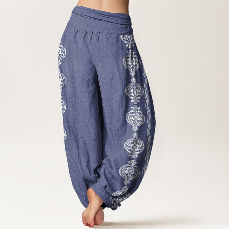 Pantalón tipo harem de cintura elástica para mujer con mandala de algodón con Buddha Stones Om Mani Padme Hum - image 2