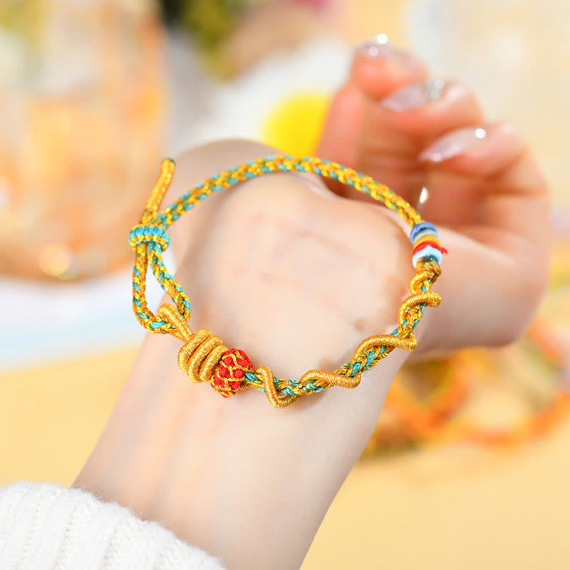 Pulsera de la suerte del año de la serpiente con serpiente y dragón de hilo colorido de Buddha Stones