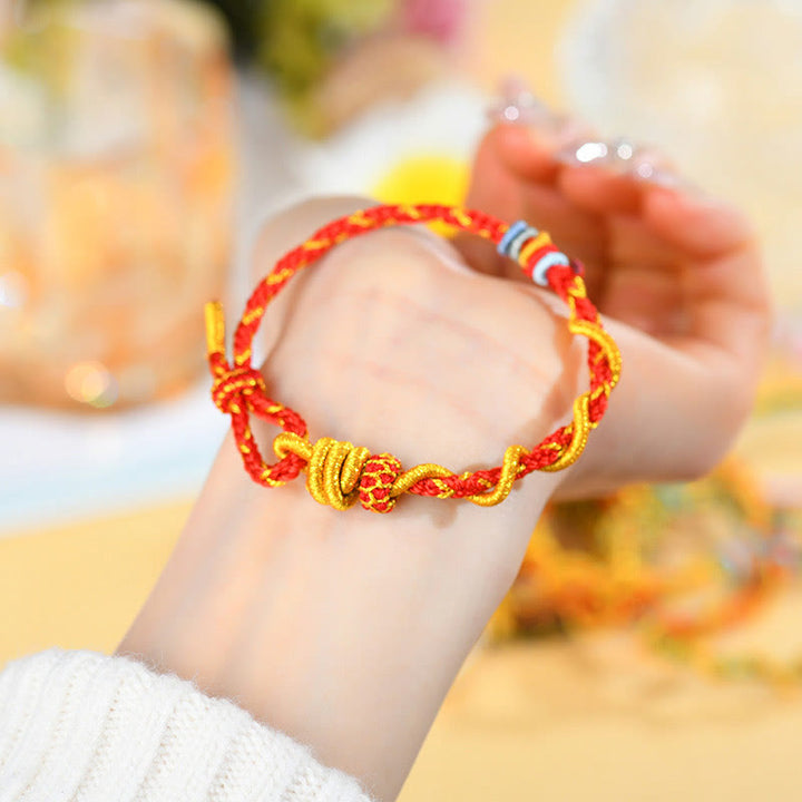 Pulsera de la suerte del año de la serpiente con serpiente y dragón de hilo colorido de Buddha Stones