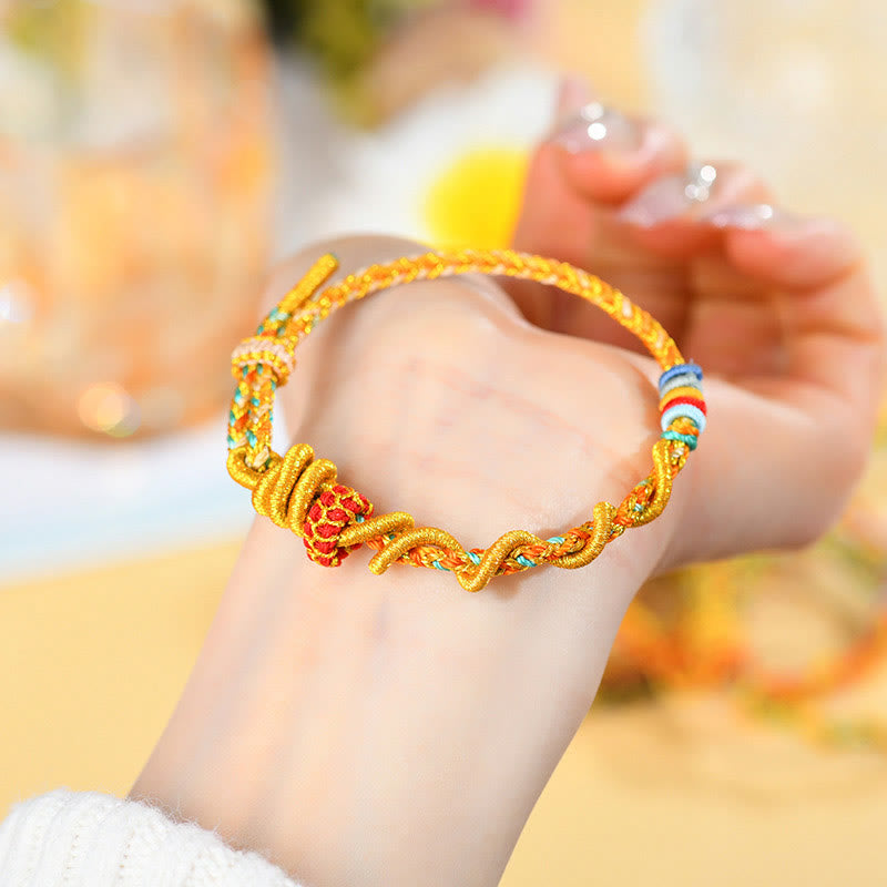Pulsera de la suerte del año de la serpiente con serpiente y dragón de hilo colorido de Buddha Stones