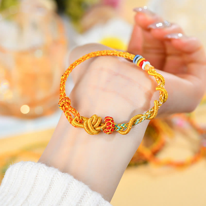 Pulsera de la suerte del año de la serpiente con serpiente y dragón de hilo colorido de Buddha Stones