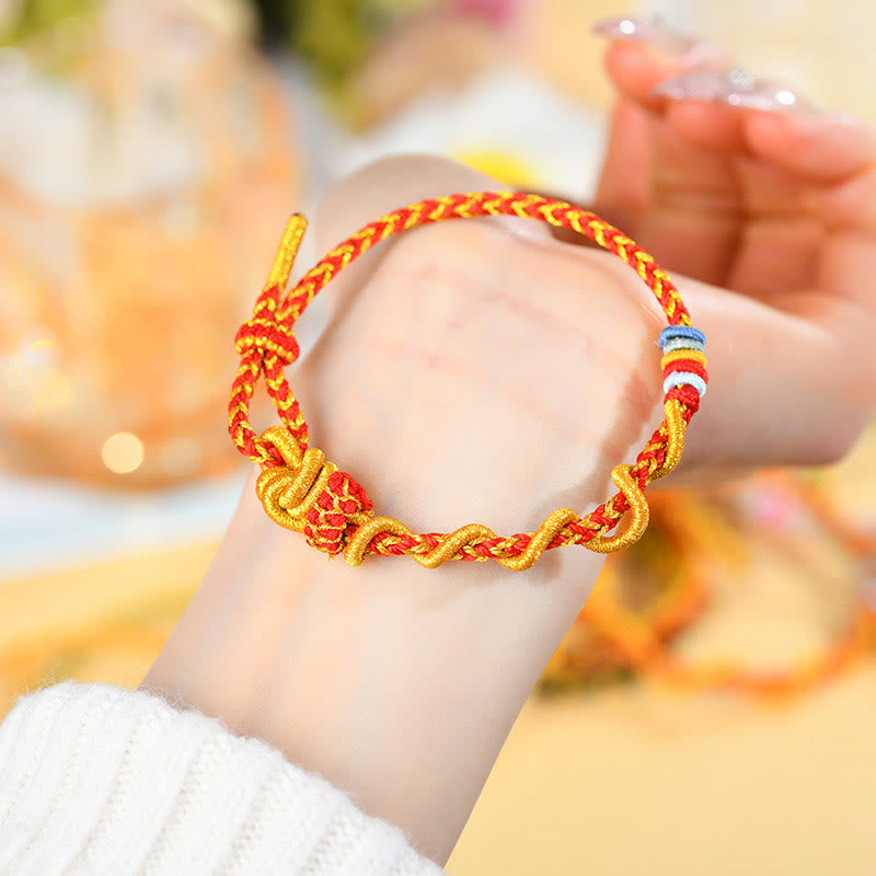 Pulsera de la suerte del año de la serpiente con serpiente y dragón de hilo colorido de Buddha Stones